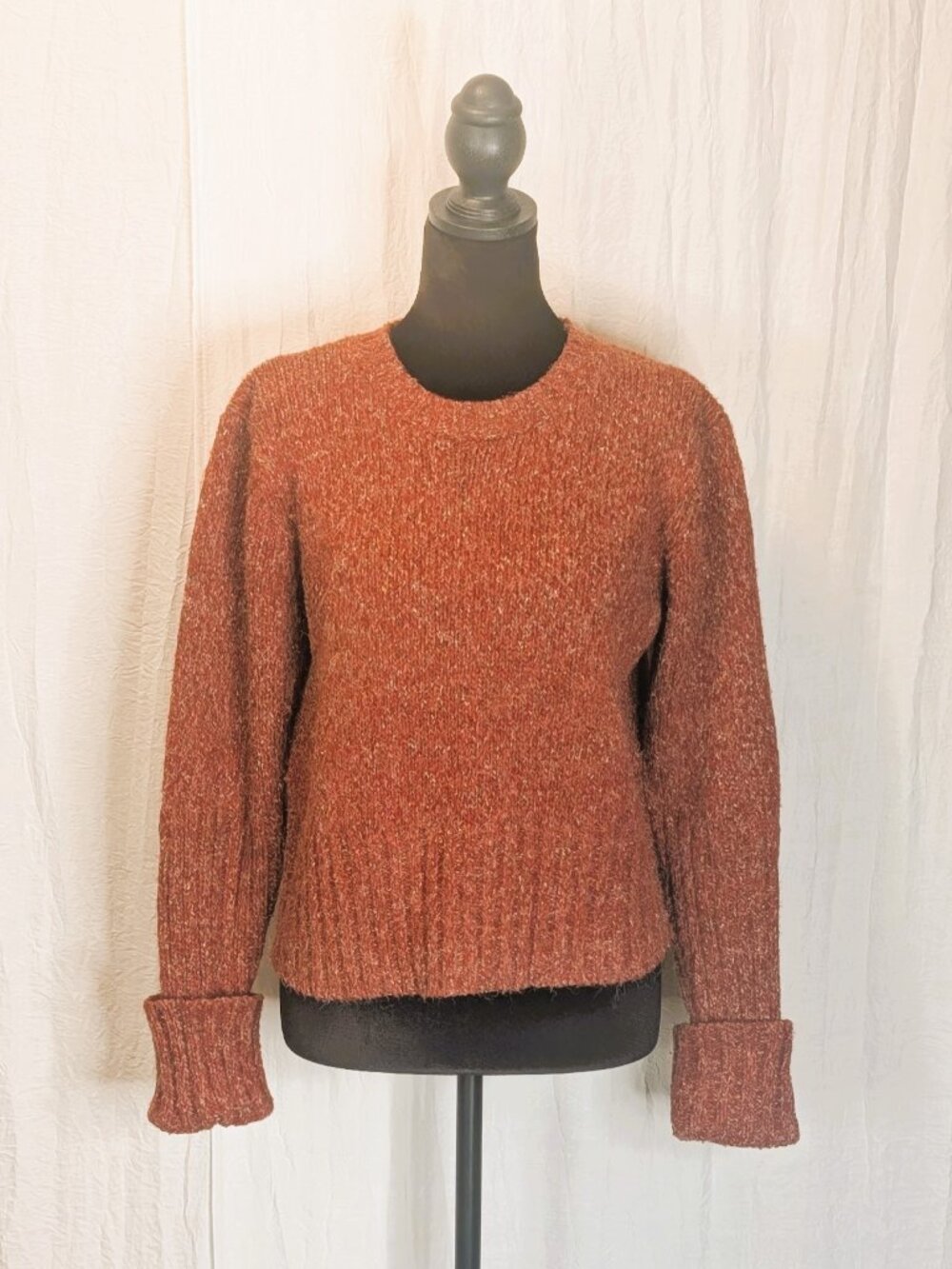 The Limited Vintage Womens Rust-Red Flecked Knit Crewneck Sweater M Cozy Classic